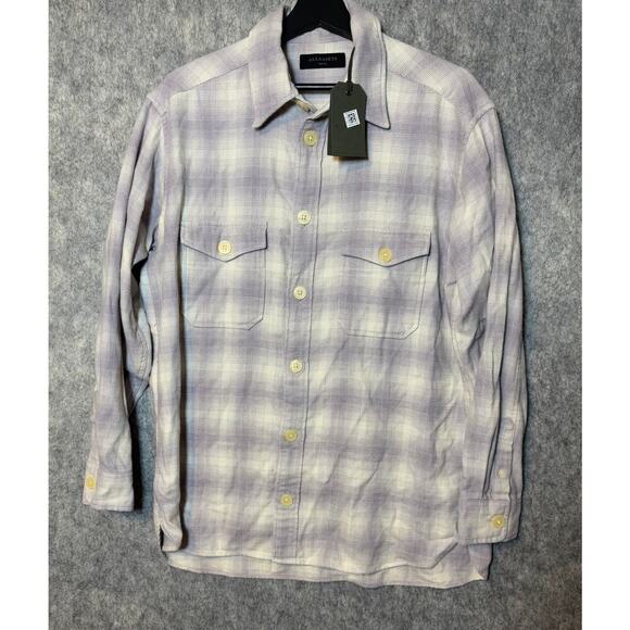 NWT ALLSAINTS Shasta Long Sleeve Button Down Bleached Lilac Small - Picture 4 of 11